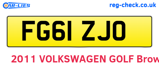 FG61ZJO are the vehicle registration plates.