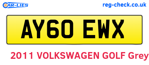 AY60EWX are the vehicle registration plates.