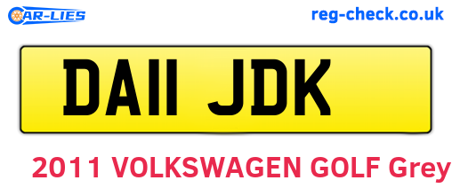 DA11JDK are the vehicle registration plates.