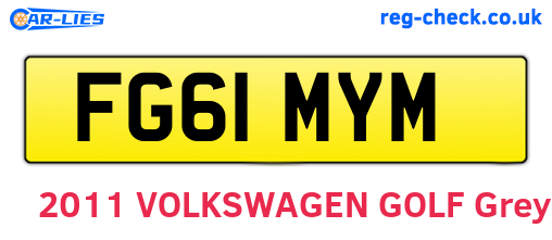 FG61MYM are the vehicle registration plates.