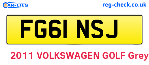FG61NSJ are the vehicle registration plates.