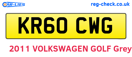 KR60CWG are the vehicle registration plates.