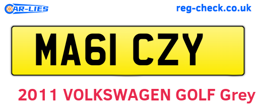 MA61CZY are the vehicle registration plates.