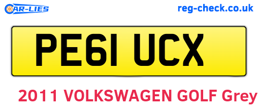 PE61UCX are the vehicle registration plates.