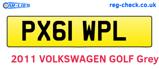 PX61WPL are the vehicle registration plates.