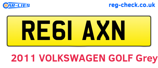 RE61AXN are the vehicle registration plates.