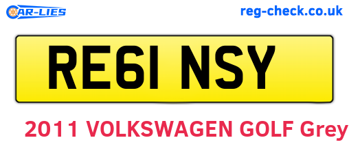 RE61NSY are the vehicle registration plates.