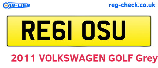 RE61OSU are the vehicle registration plates.