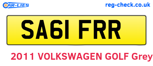 SA61FRR are the vehicle registration plates.