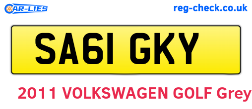 SA61GKY are the vehicle registration plates.