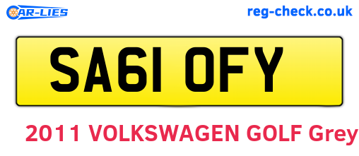 SA61OFY are the vehicle registration plates.