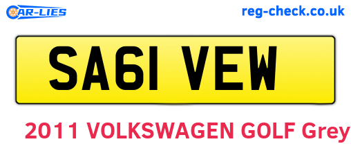 SA61VEW are the vehicle registration plates.