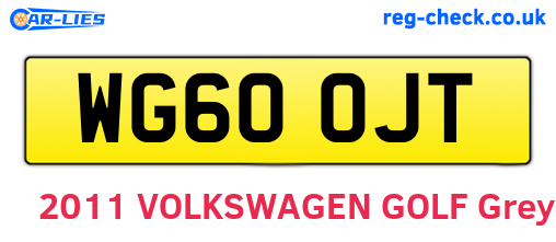 WG60OJT are the vehicle registration plates.