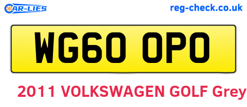 WG60OPO are the vehicle registration plates.