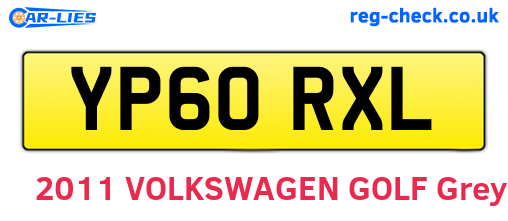YP60RXL are the vehicle registration plates.