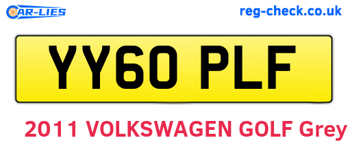 YY60PLF are the vehicle registration plates.