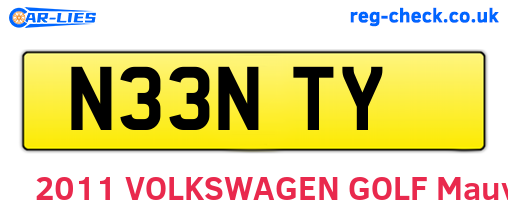 N33NTY are the vehicle registration plates.