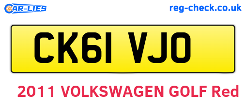 CK61VJO are the vehicle registration plates.