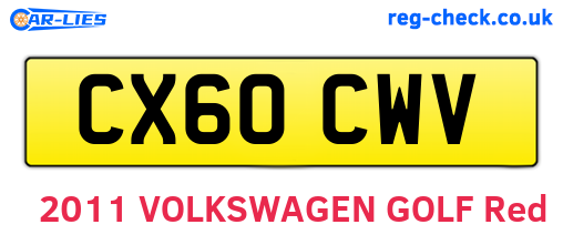 CX60CWV are the vehicle registration plates.