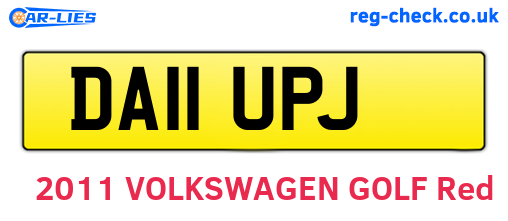 DA11UPJ are the vehicle registration plates.