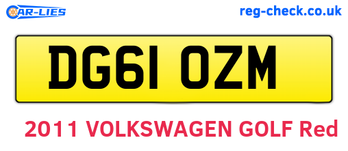 DG61OZM are the vehicle registration plates.