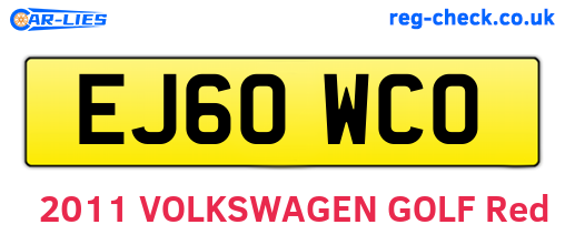 EJ60WCO are the vehicle registration plates.