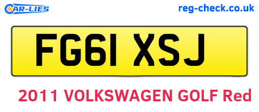 FG61XSJ are the vehicle registration plates.
