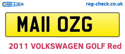 MA11OZG are the vehicle registration plates.