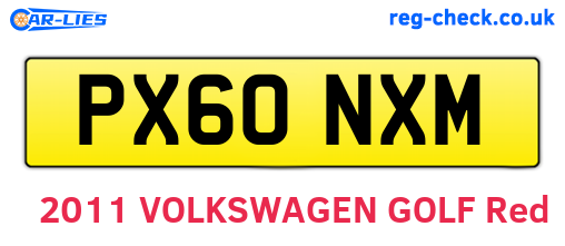 PX60NXM are the vehicle registration plates.