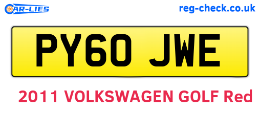 PY60JWE are the vehicle registration plates.