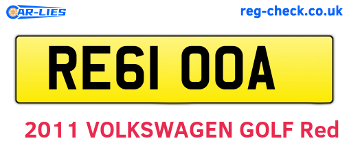 RE61OOA are the vehicle registration plates.