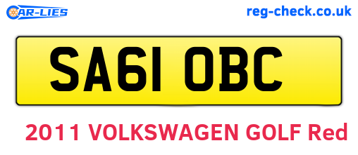 SA61OBC are the vehicle registration plates.