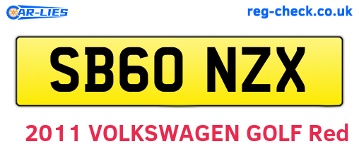 SB60NZX are the vehicle registration plates.