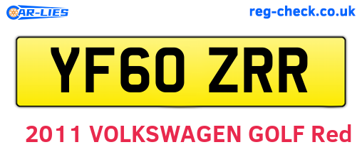 YF60ZRR are the vehicle registration plates.