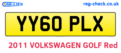 YY60PLX are the vehicle registration plates.