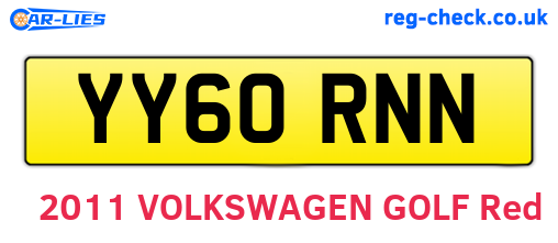 YY60RNN are the vehicle registration plates.