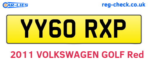 YY60RXP are the vehicle registration plates.