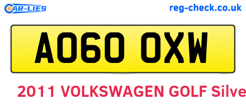 AO60OXW are the vehicle registration plates.