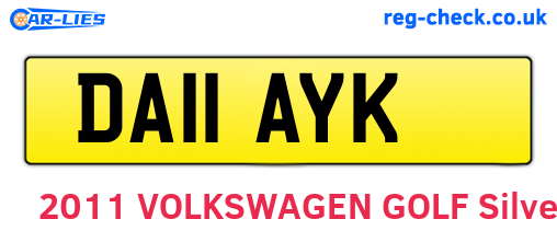 DA11AYK are the vehicle registration plates.