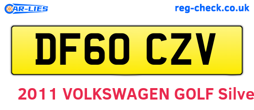 DF60CZV are the vehicle registration plates.