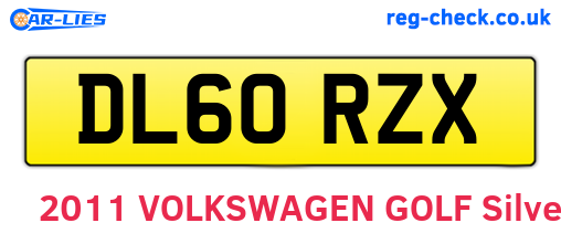 DL60RZX are the vehicle registration plates.