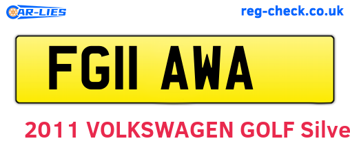 FG11AWA are the vehicle registration plates.
