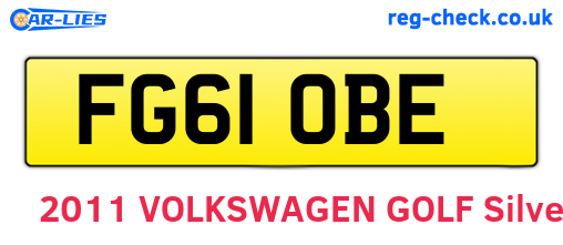 FG61OBE are the vehicle registration plates.