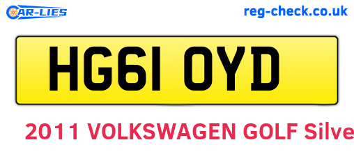 HG61OYD are the vehicle registration plates.