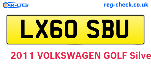 LX60SBU are the vehicle registration plates.