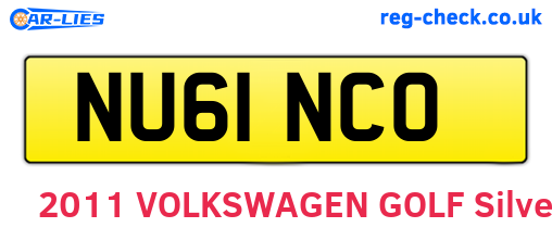 NU61NCO are the vehicle registration plates.