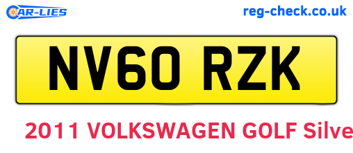 NV60RZK are the vehicle registration plates.
