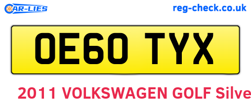 OE60TYX are the vehicle registration plates.