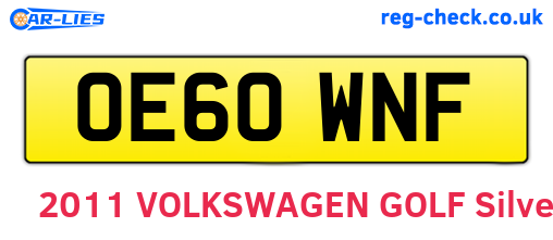 OE60WNF are the vehicle registration plates.