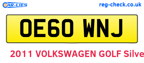 OE60WNJ are the vehicle registration plates.